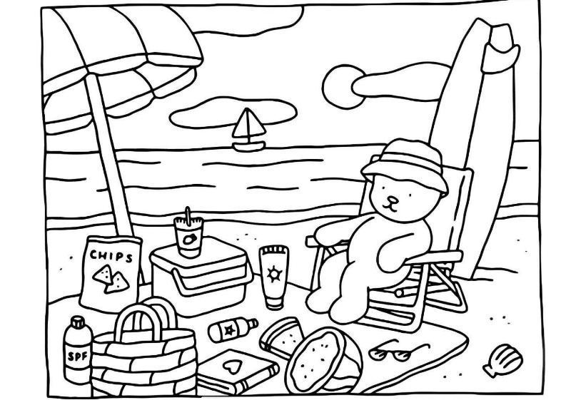 Desenho Bobbie Goods na Praia para Imprimir e Colorir