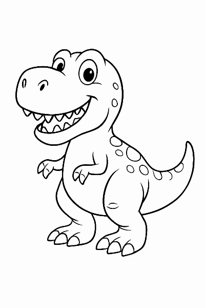Desenho de Dinossauro Tiranossauro Rex Sorridente para Colorir