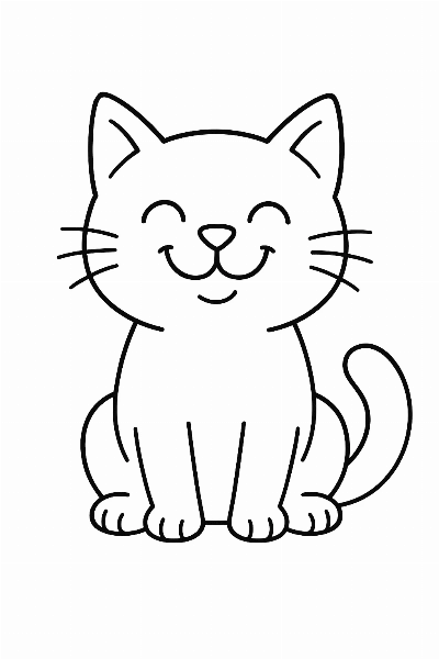 Desenho de Gato Sorridente para Colorir