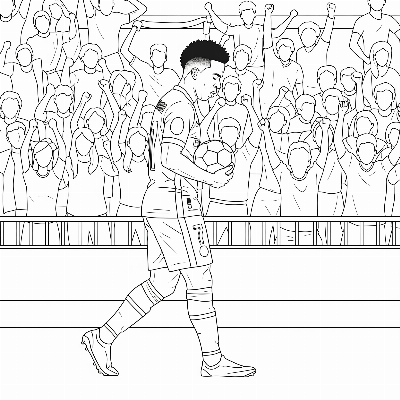 Desenho de Vinícius Júnior Celebrando com a Bola para Colorir