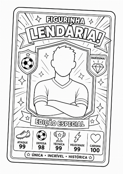 Figurinha Lendária da Copa do Mundo para Colorir